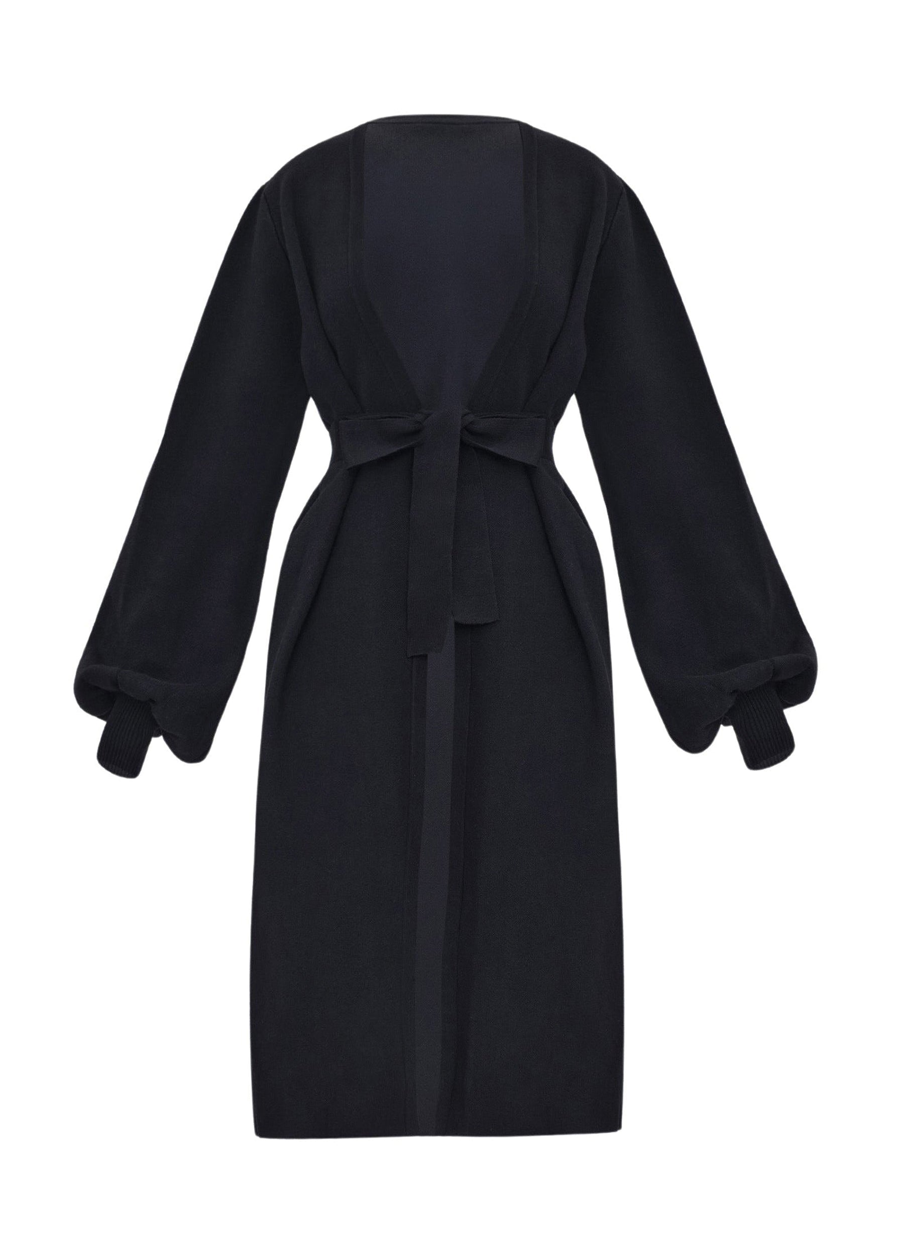 Ona Belted Knitted Cardigan - Onyx