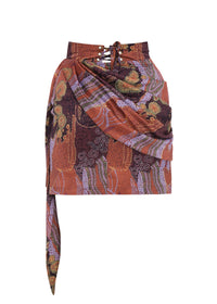Rida draped short skirt - Kava Print