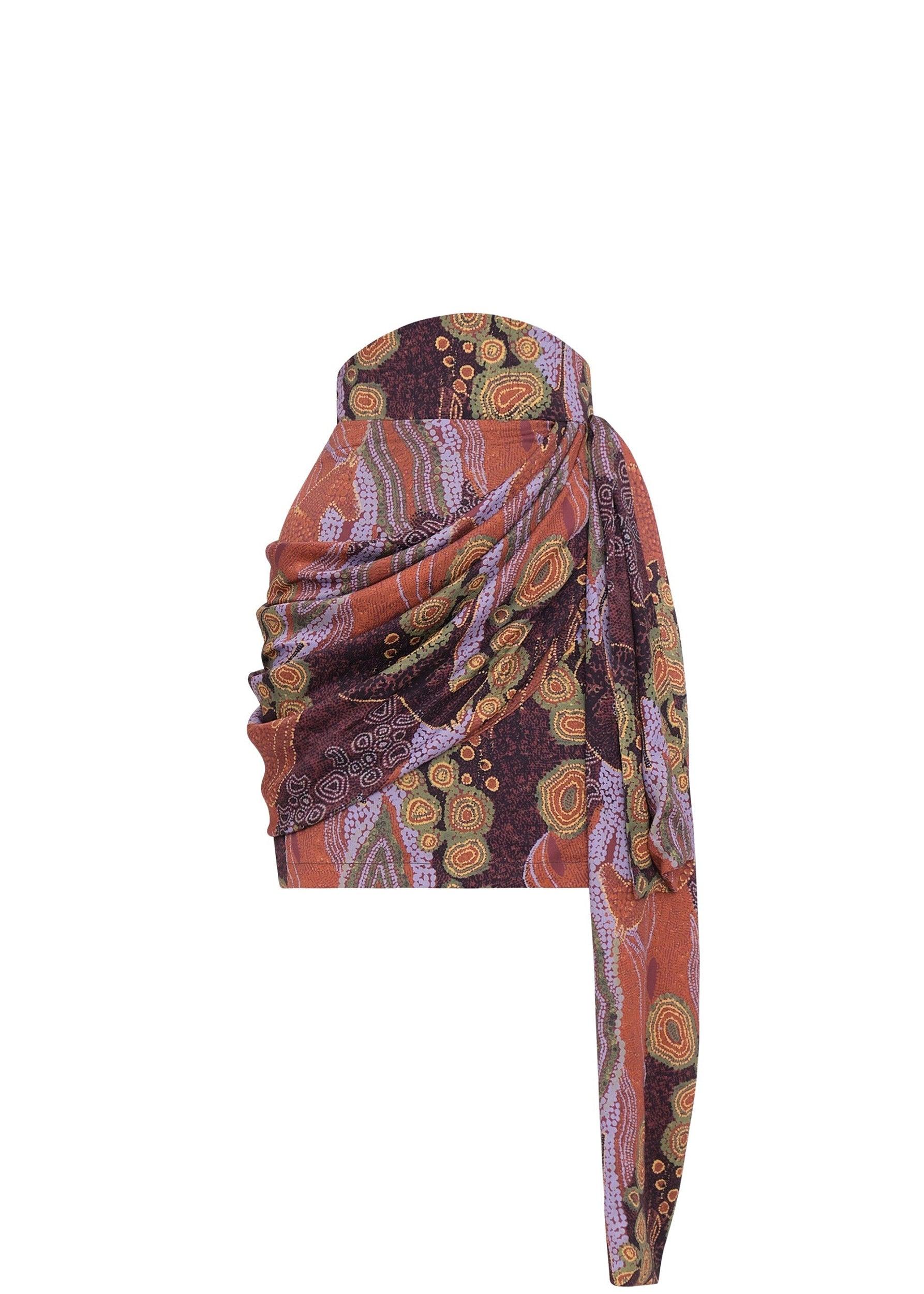 Rida draped short skirt - Kava Print
