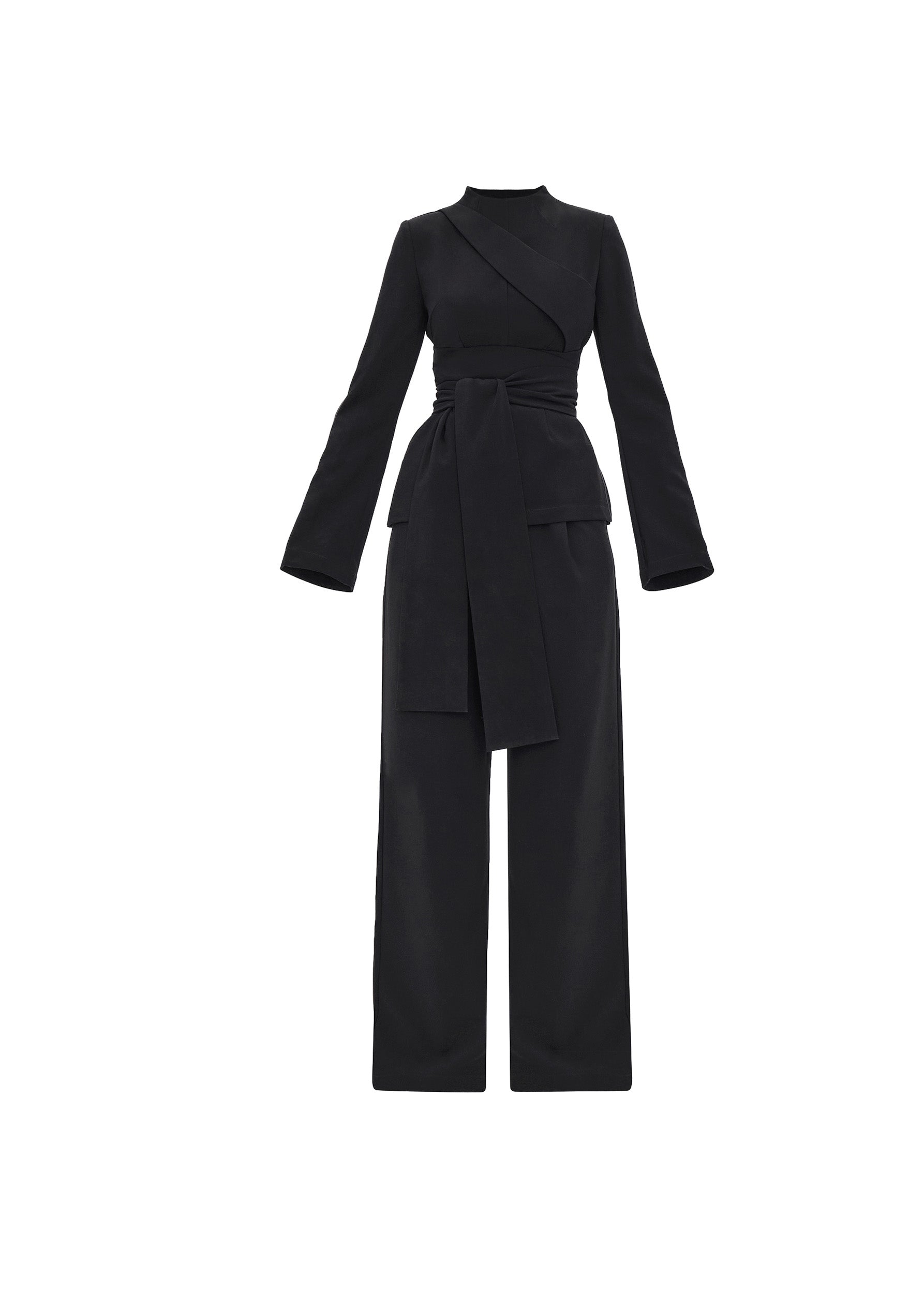 Blouse Uta ceinturée à manches longues - Onyx