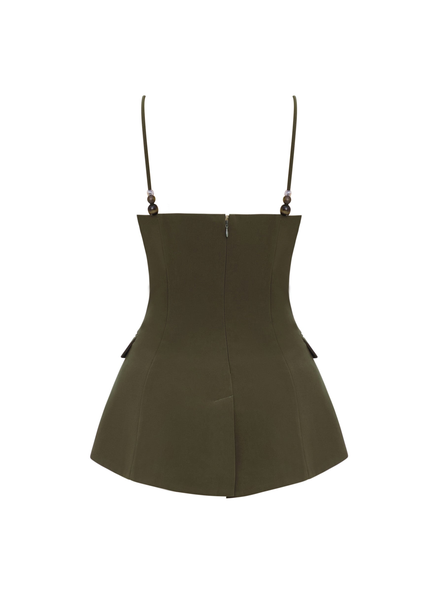 Varu tank top with thin straps - Olive