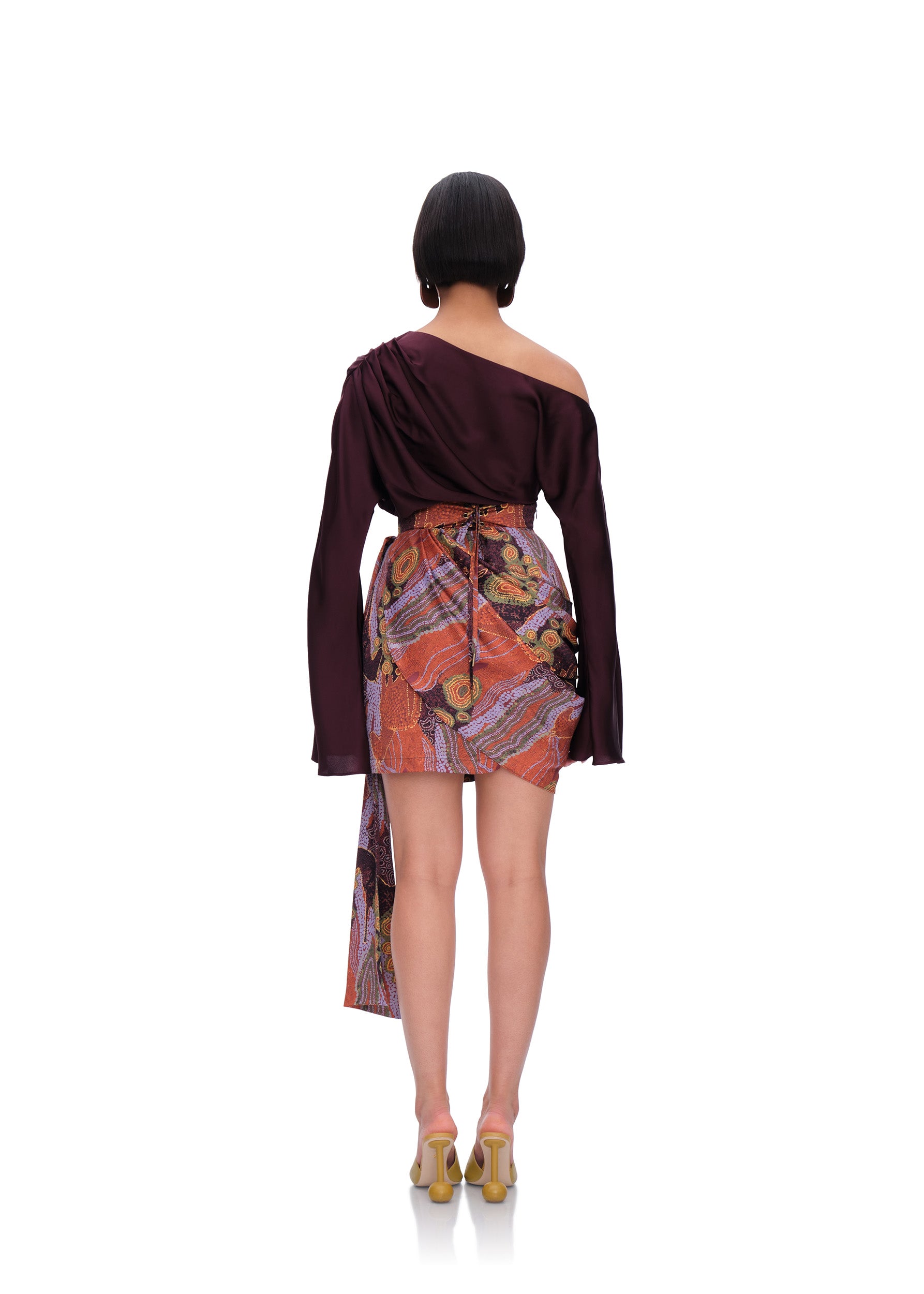Body Mati asymétrique en satin - Berry