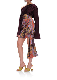 Rida draped short skirt - Kava Print