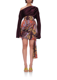 Rida draped short skirt - Kava Print