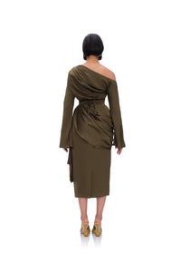 Body Mati asymétrique en satin - Olive