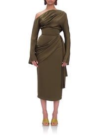 Body Mati asymétrique en satin - Olive