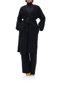 Ona Belted Knitted Cardigan - Onyx