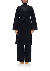 Ona Belted Knitted Cardigan - Onyx