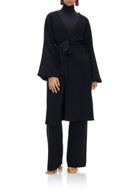 Ona Belted Knitted Cardigan - Onyx