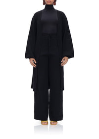 Ona Belted Knitted Cardigan - Onyx