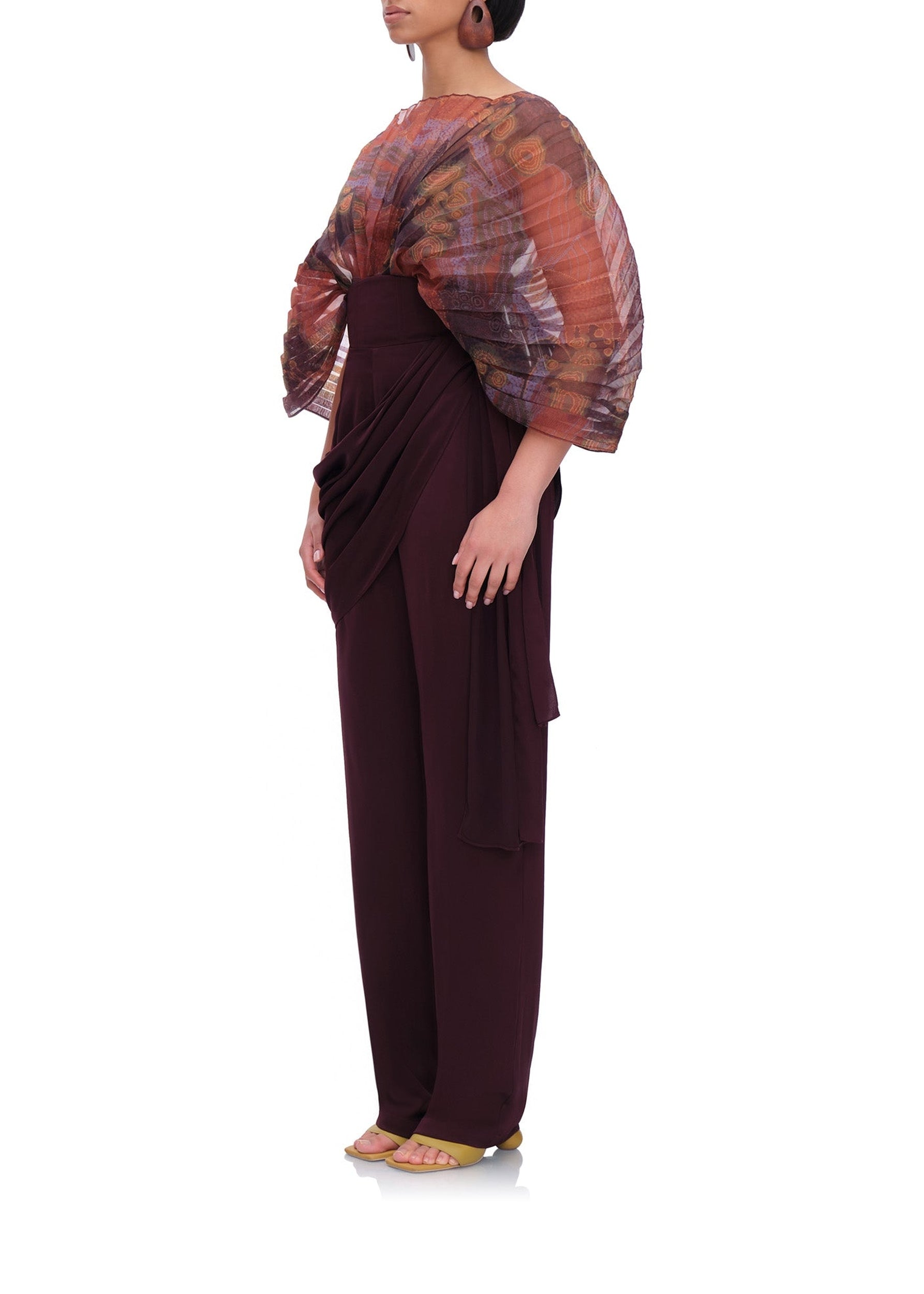 Loti satin corset-waist trousers - Berry