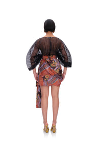Rida draped short skirt - Kava Print