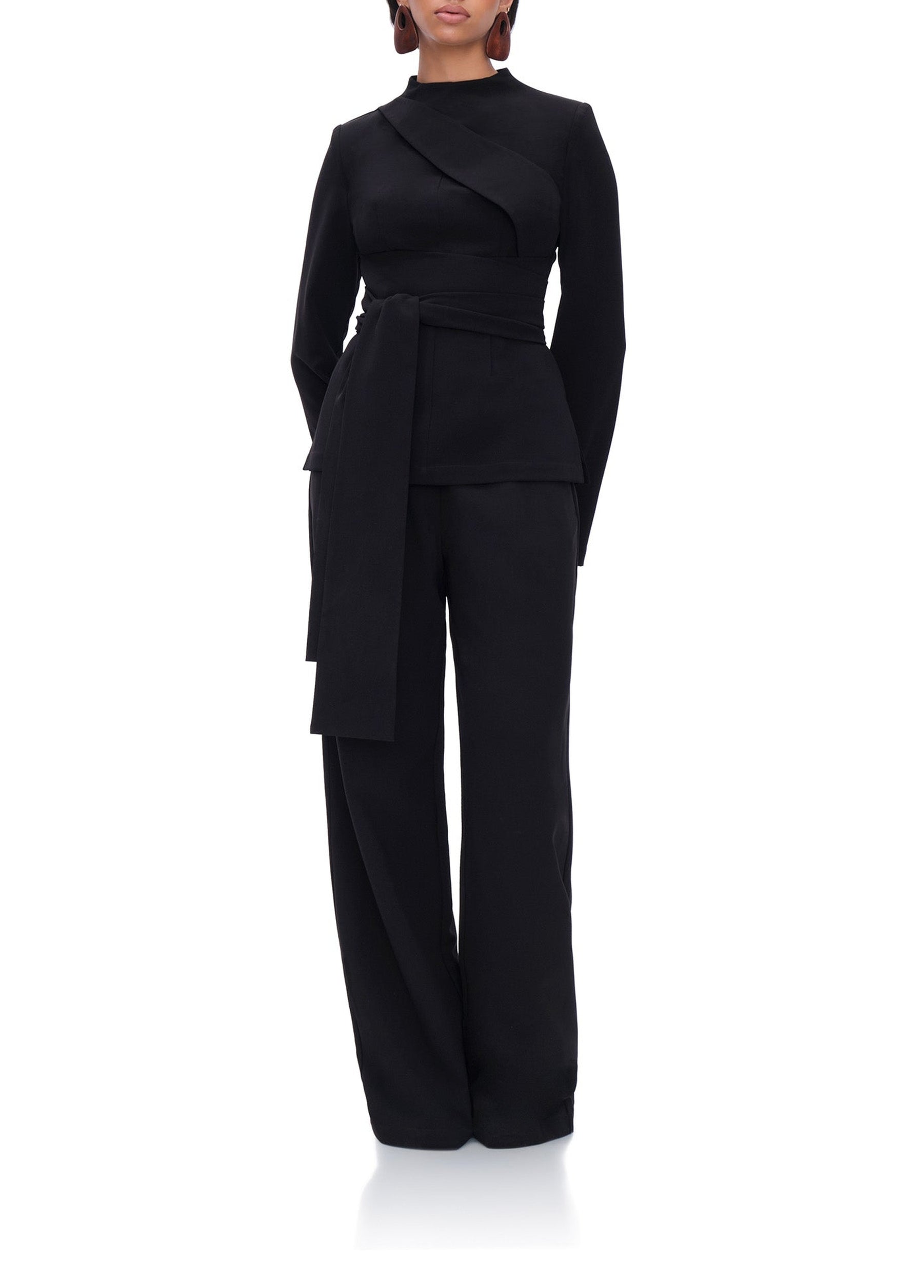 Uta straight-leg trousers with darts - Onyx