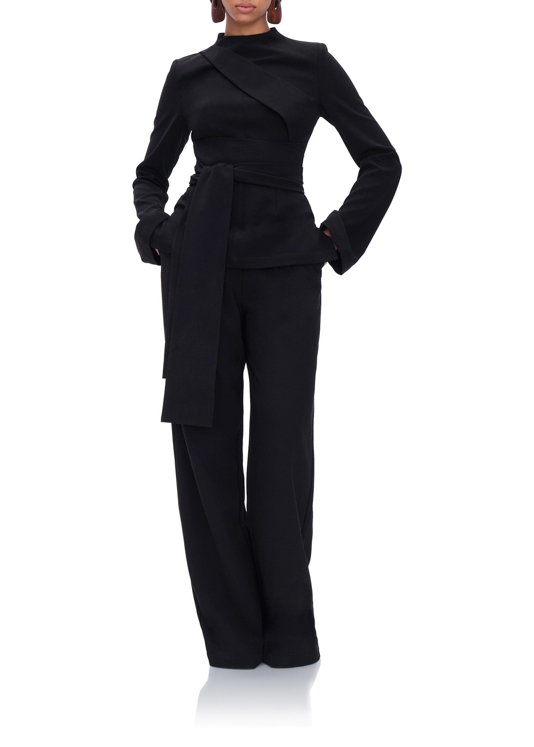 Uta straight-leg trousers with darts - Onyx