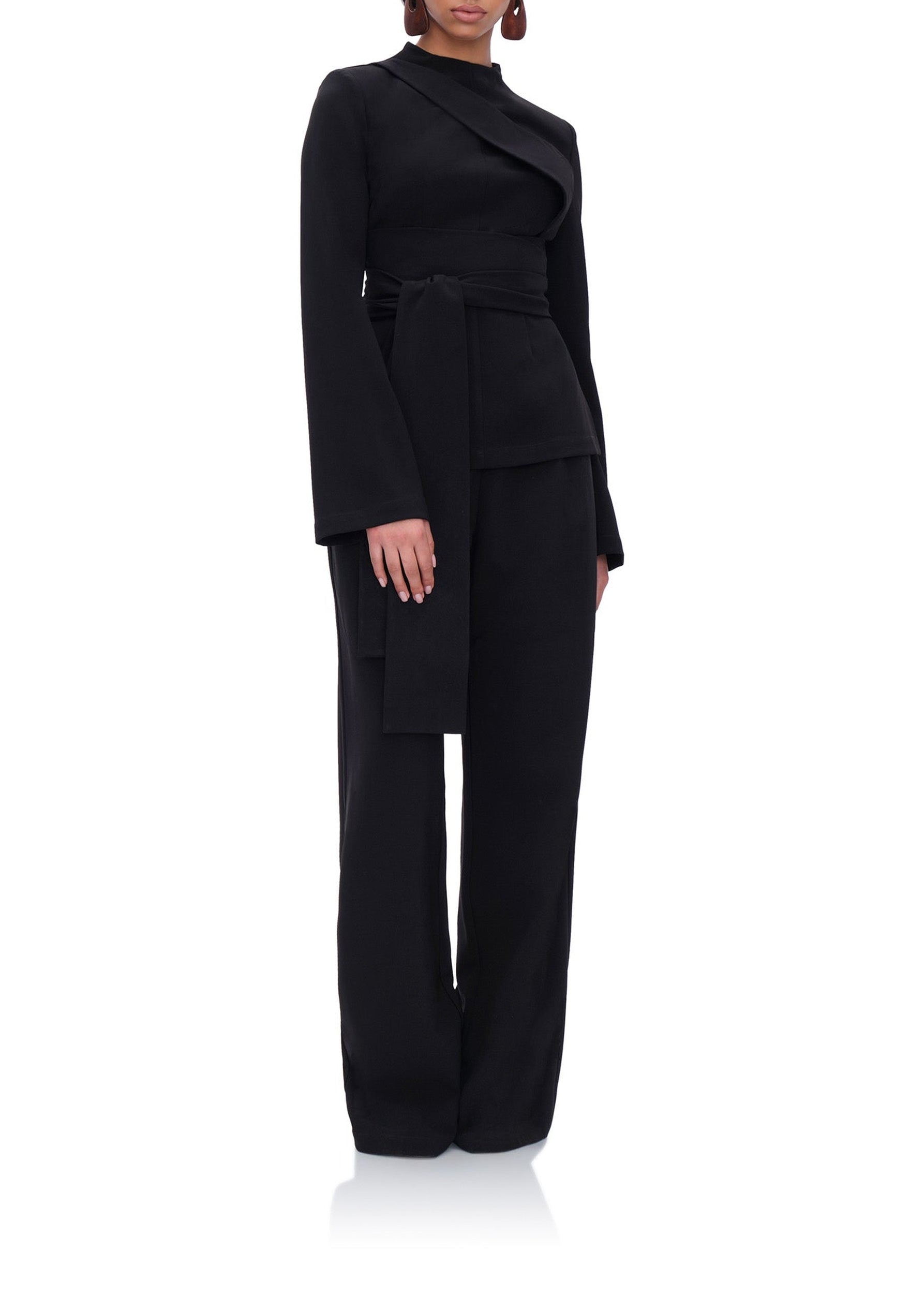 Uta straight-leg trousers with darts - Onyx