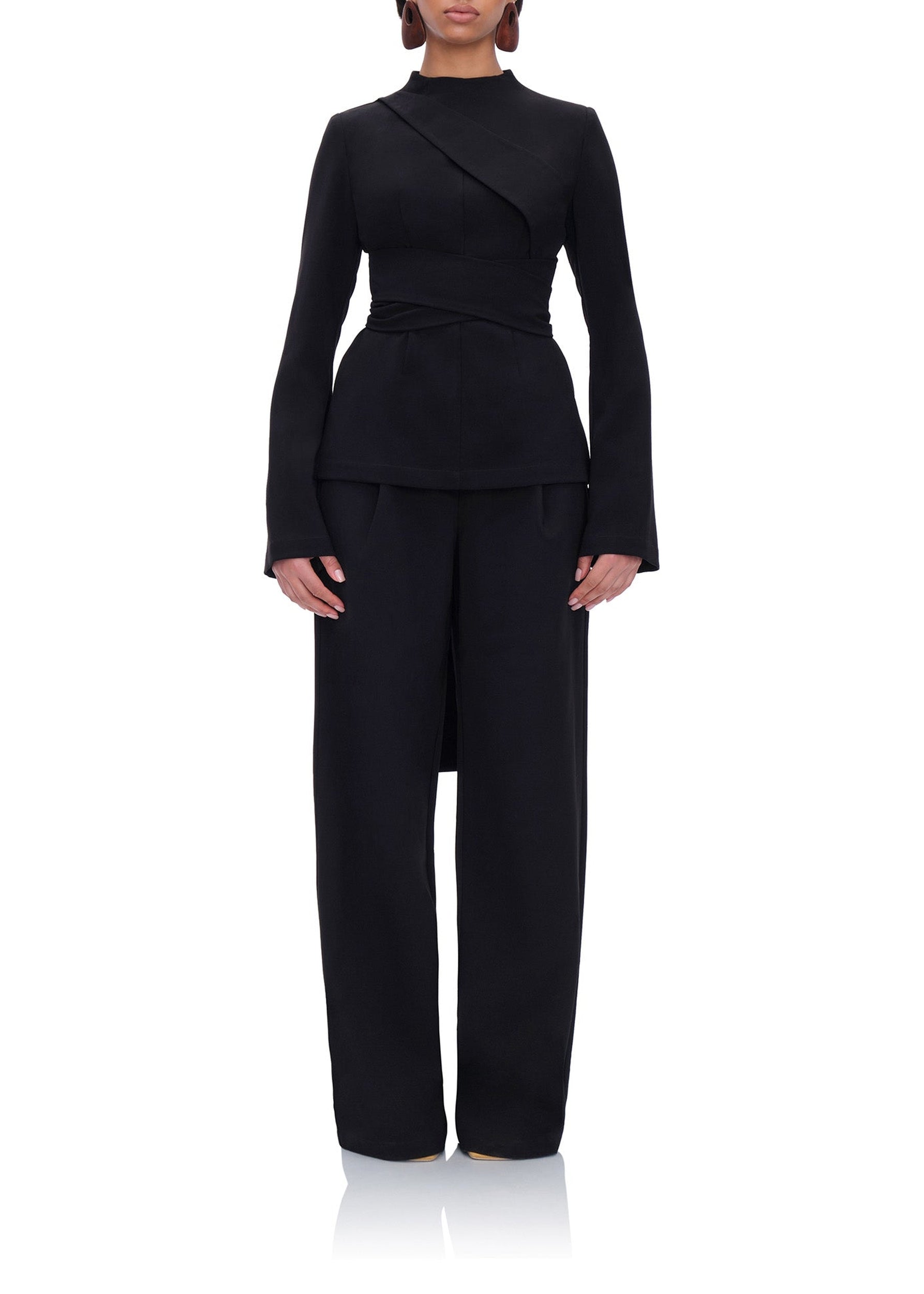 Uta straight-leg trousers with darts - Onyx