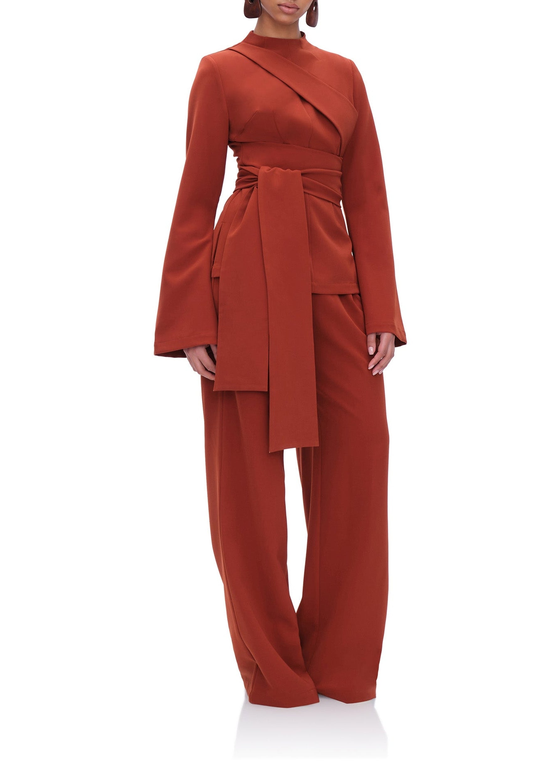 Uta straight-leg trousers with darts - Pumpkin