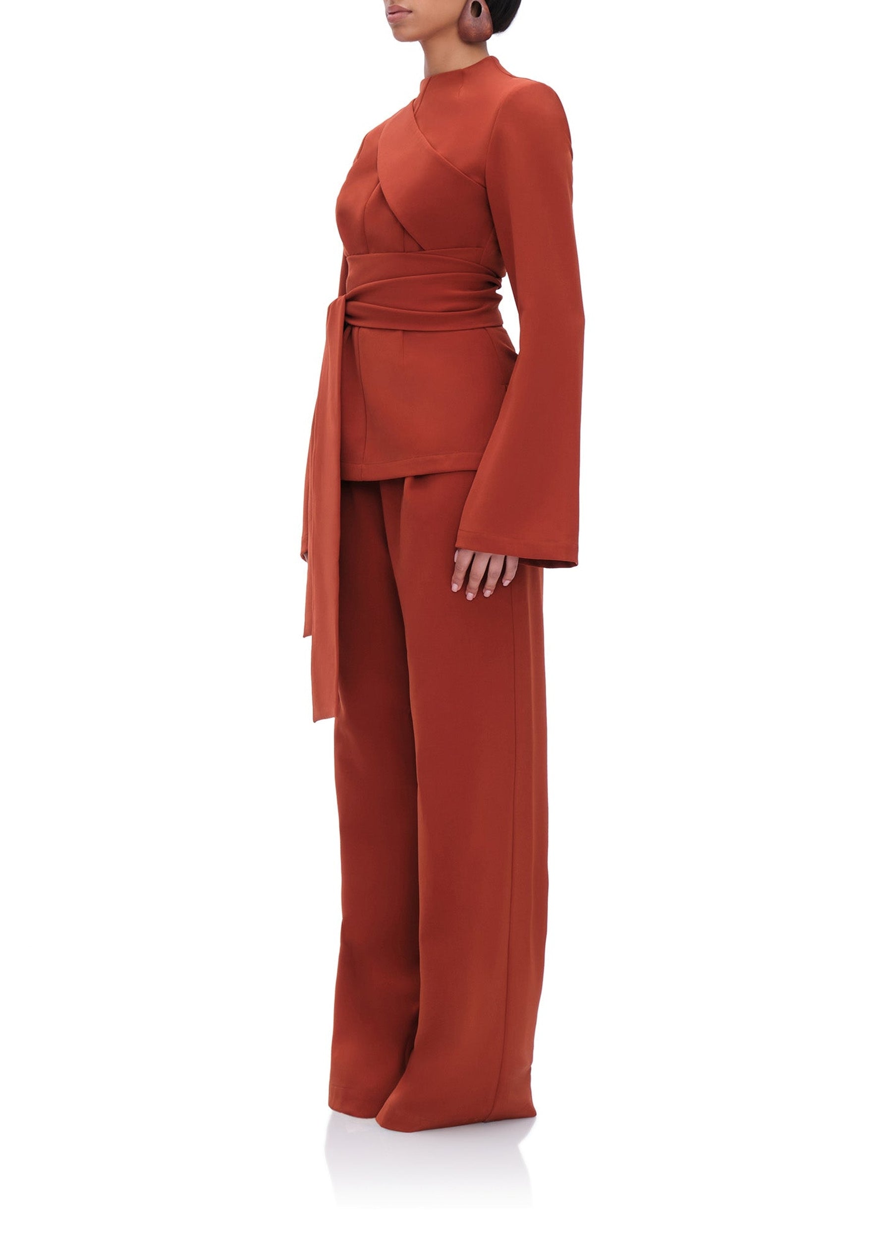 Uta straight-leg trousers with darts - Pumpkin