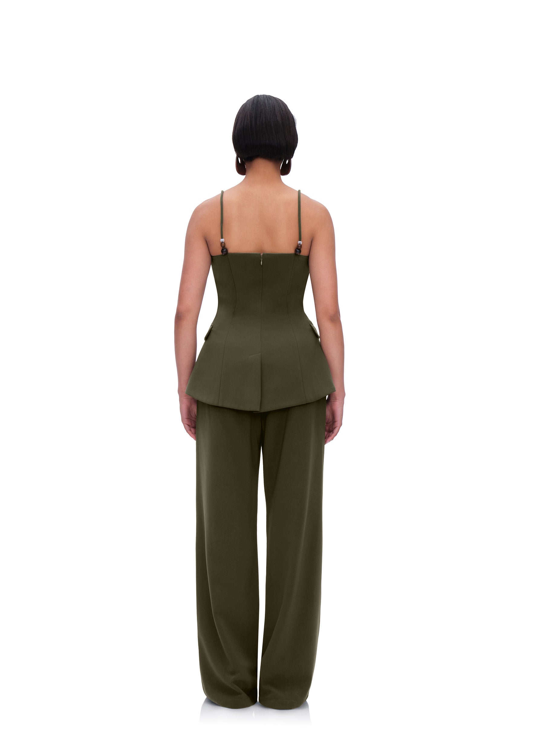 Uta straight-leg trousers with darts - Olive
