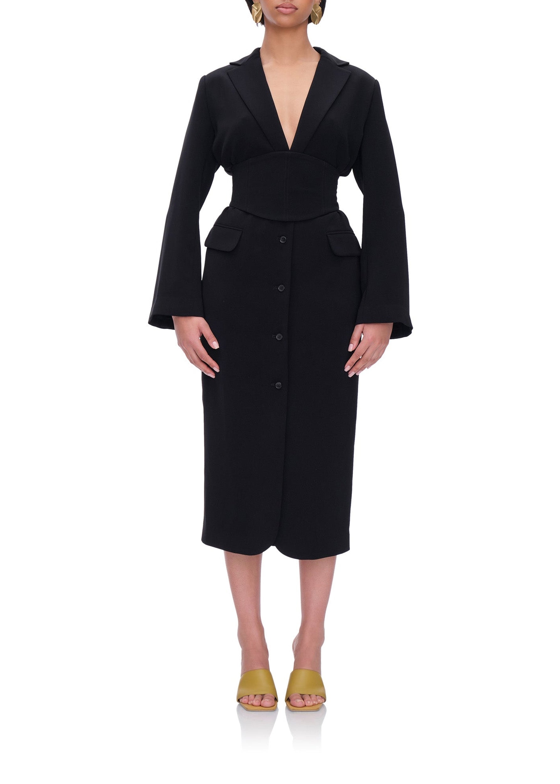 Zia dress with corseted waist - Onyx