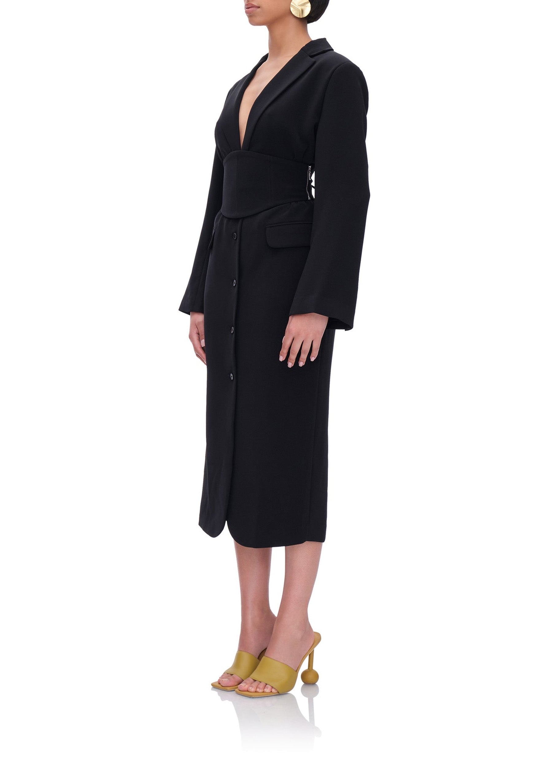 Zia dress with corseted waist - Onyx