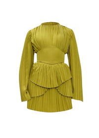 Lenti pleated short dress - Lime