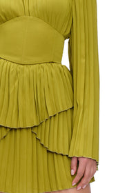 Lenti pleated short dress - Lime