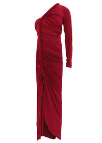 Turi asymmetric ruched dress - Burgundy