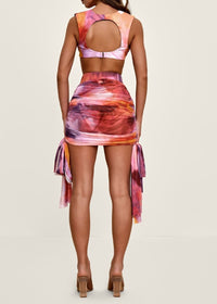 Bina adjustable maxi skirt with mesh gathers - Dandi Print