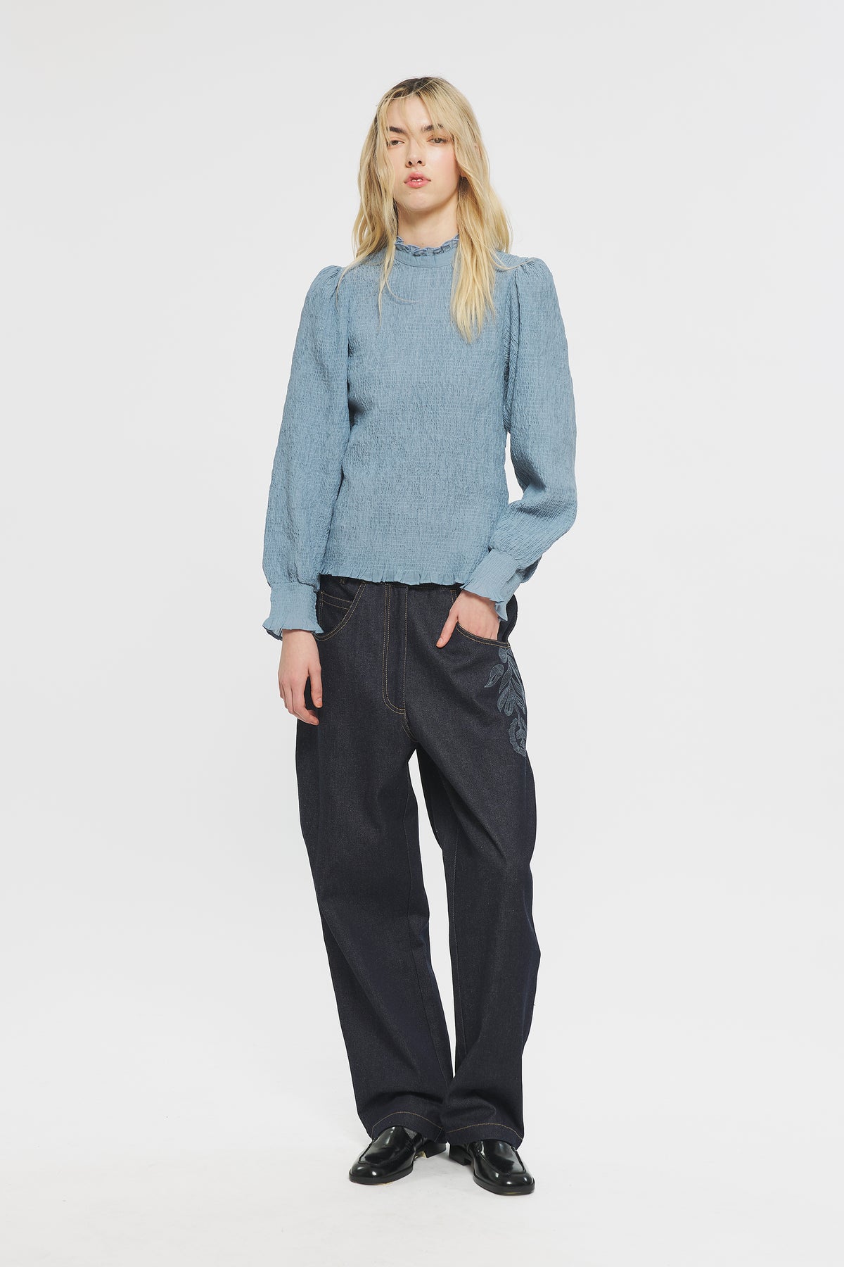 Blouse smockée Angelie - Blue