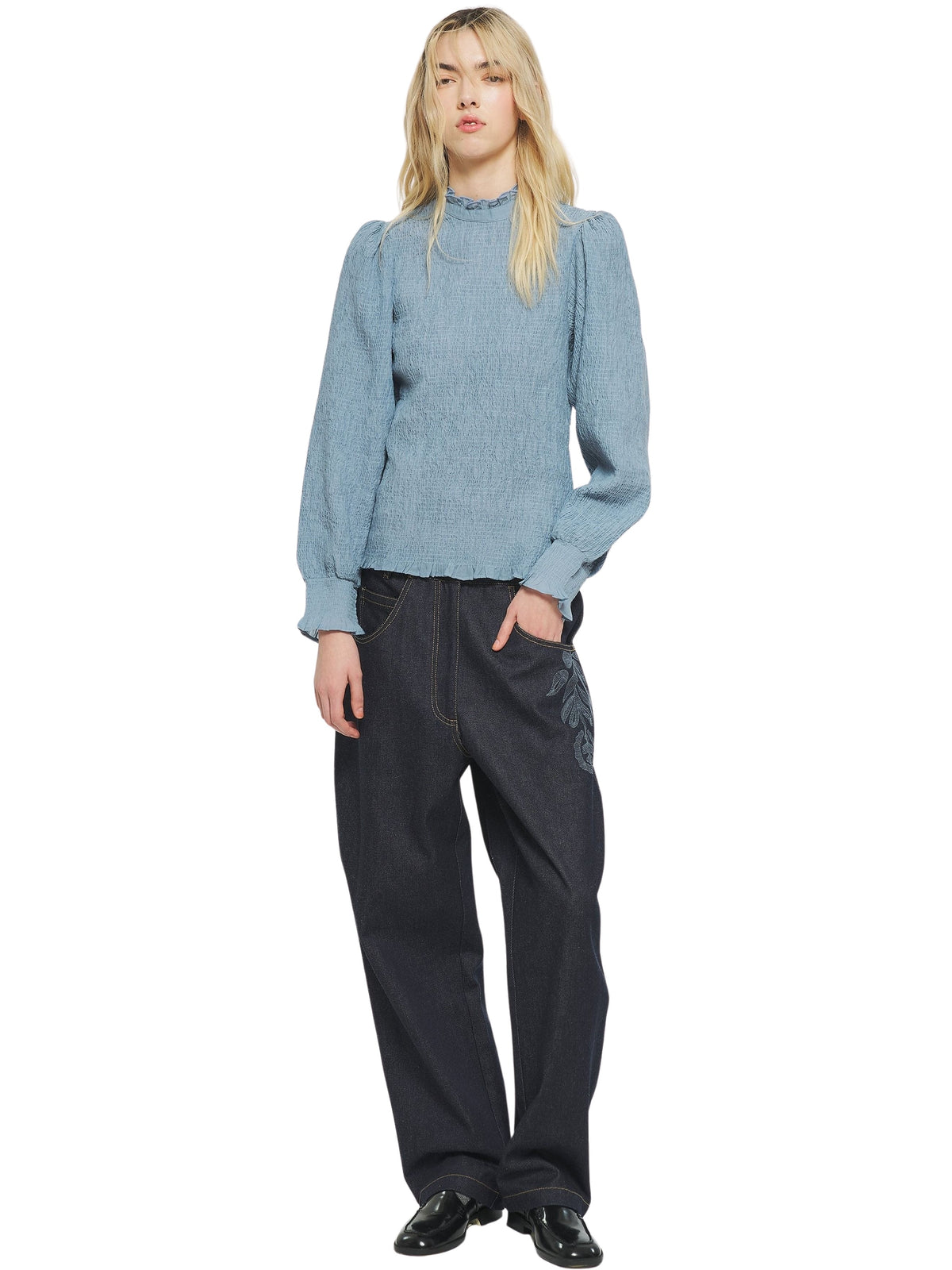 Blouse smockée Angelie - Blue
