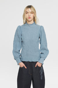 Blouse smockée Angelie - Blue