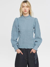 Blouse smockée Angelie - Blue