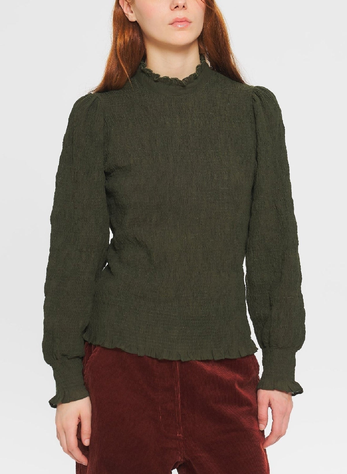 Blouse smockée Angelie - Dark Green