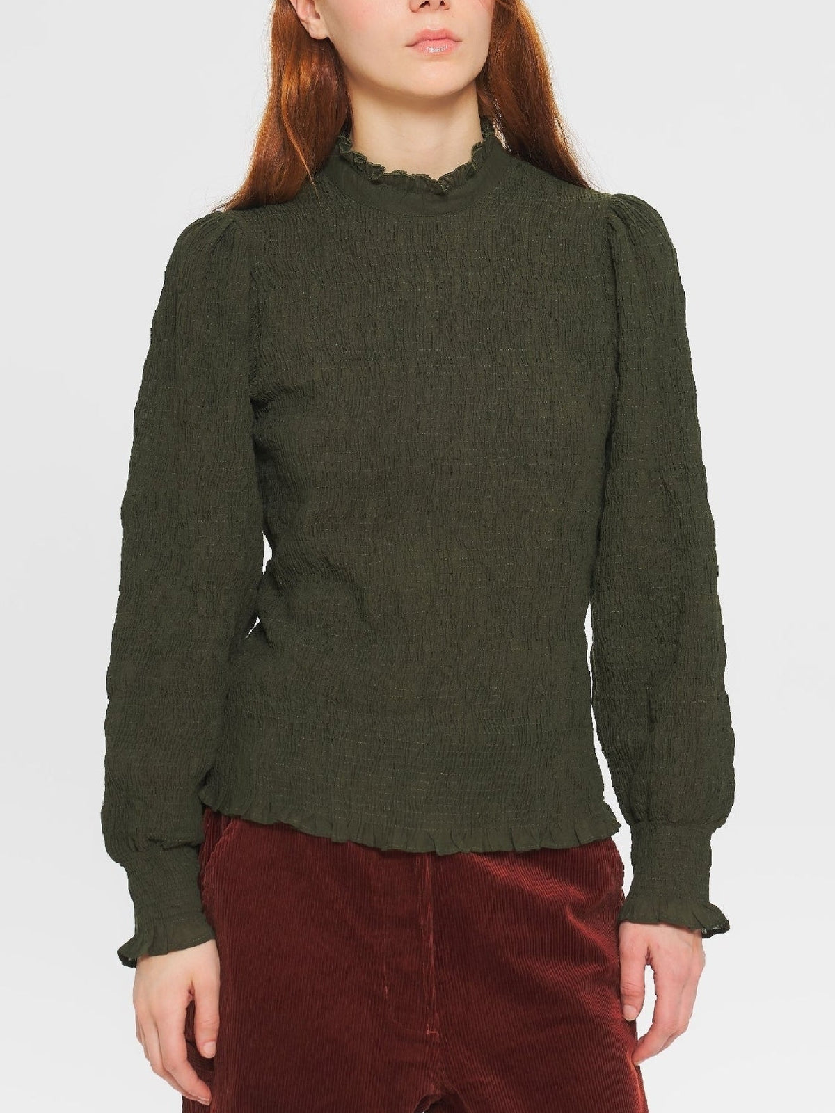 Blouse smockée Angelie - Dark Green