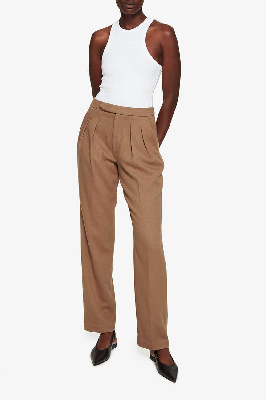 James mid-rise wool trousers - Brown