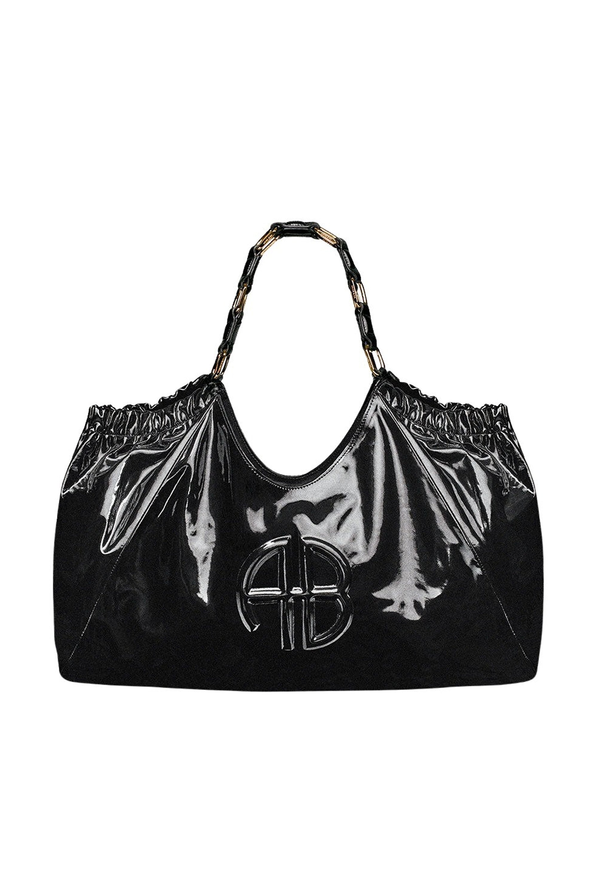 KATE TOTE - HIGH-SHINE BLACK
