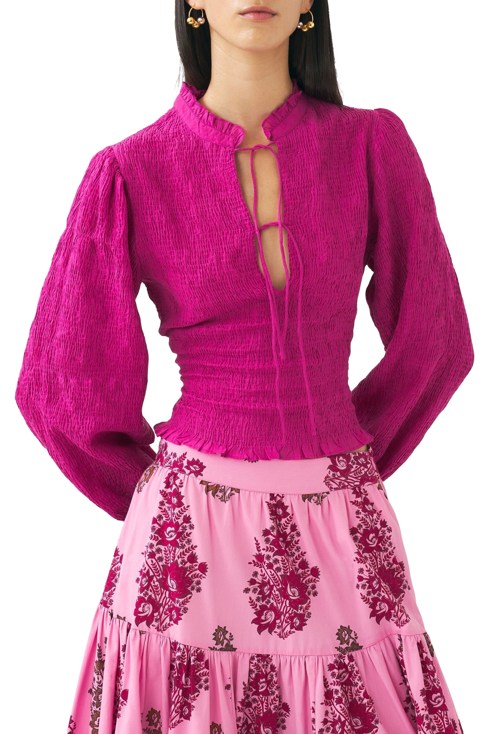 Blouse smockée Anna - Fushia