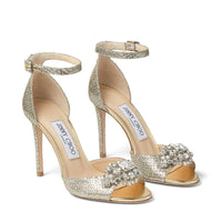 Sandales Annie 100 à paillettes et cristaux - Champagne & Crystal