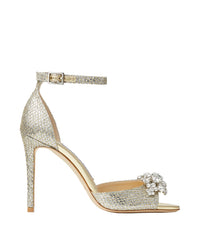 Sandales Annie 100 à paillettes et cristaux - Champagne & Crystal