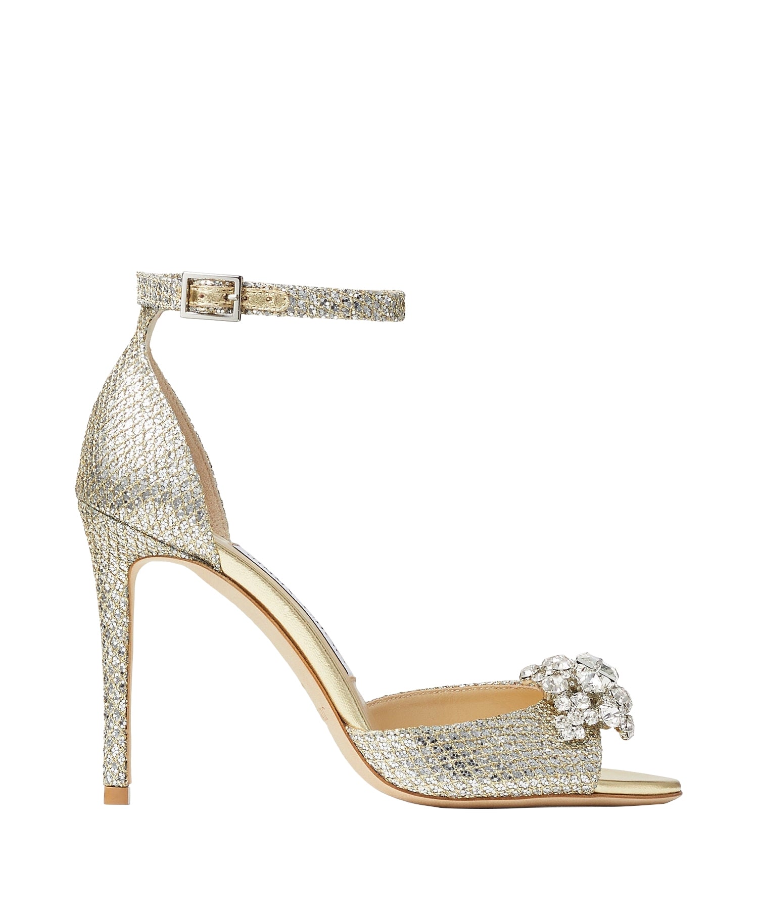 Sandales Annie 100 à paillettes et cristaux - Champagne & Crystal