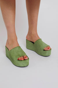 Sandales à plateforme Greece en cuir - Green
