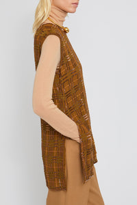 Blouse Ziggy à perles brodées sans manches - Camel