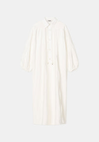 Ann long dress in linen - White