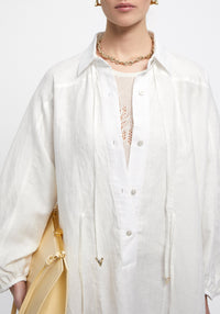 Ann long dress in linen - White