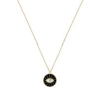 Blanc / Pendentif Rond Œil en Or jaune 14K serti de diamants - Blanc