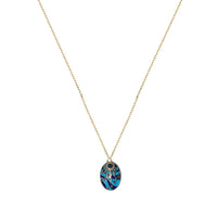 Saphir / Pendentif Oval Œil Étoile en Or jaune 14K serti de diamants - Saphir