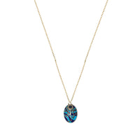 Oval Star Eye Pendant in 14K Yellow Gold Set with Diamonds - Sapphire