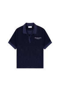 Polo Eden Script brodé en velours - Dark Navy