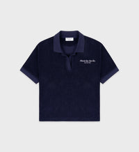 Eden Script Terry Polo Women - Navy & White
